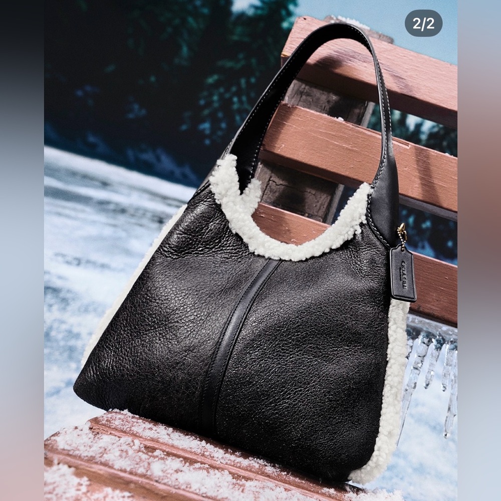 Coach Brooklyn Shoulder Bag 28 In Shearling Brass / Black Natural CCC16 - Picture 10 of 10